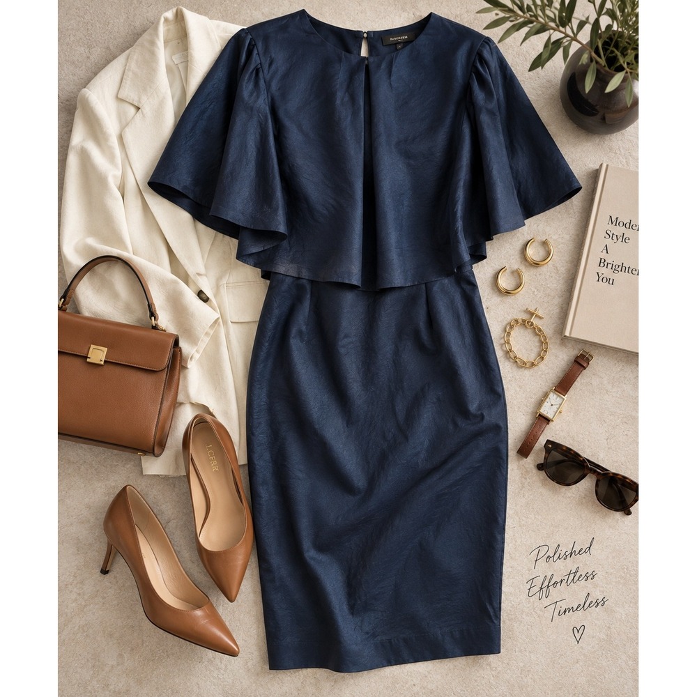 J.Crew Navy Silky Formal Dress – Size 6, Elegant Event Wear - Picture 2 of 11